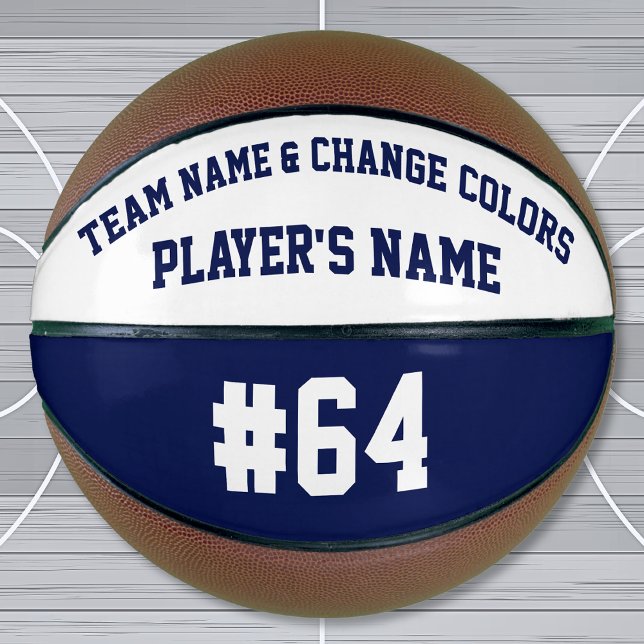 Ballon De Basket Balle de basket-ball personnalisée bleu et blanc d (Senior Night gifts for basketball. Blue White, Custom Printed Basketball. Basketball Birthday Gifts.)