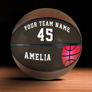 Ballon De Basket Balle de basket-ball personnalisée rose avec nom e