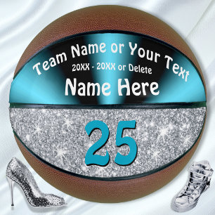 Ballon De Basket Balle de basket personnalisée Turquoise et Argent