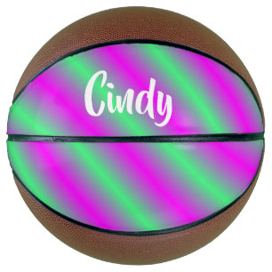Ballon De Basket Bandes diagonales violettes et vertes