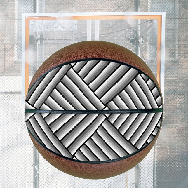 Ballon De Basket Bandes modernes en noir, blanc et gris - cool (Créateur téléchargé)