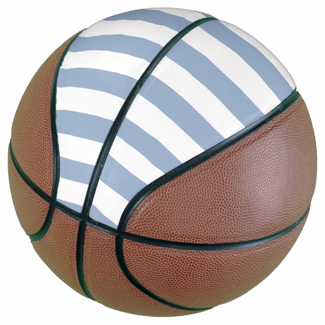 Ballon De Basket Basket-ball bleu et blanc rayé (Incliné)