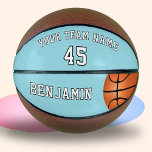 Ballon De Basket Basket-ball bleu personnalisé avec numéro de nom d<br><div class="desc">Basket Bleu Personnalisé avec Numéro de l'équipe. Ce basket-ball personnalisé et personnalisé est un cadeau parfait pour les joueurs de basket-ball, les coéquipiers, les entraîneurs, vos amis et votre famille. Personnalisez-le avec votre nom d'équipe, votre numéro et votre nom. La conception a une image de basket-ball sur un côté. Un...</div>