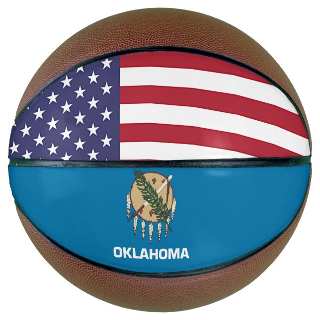 Ballon De Basket Basket-ball complet avec Drapeau de l'Oklahoma, Ét (Devant)