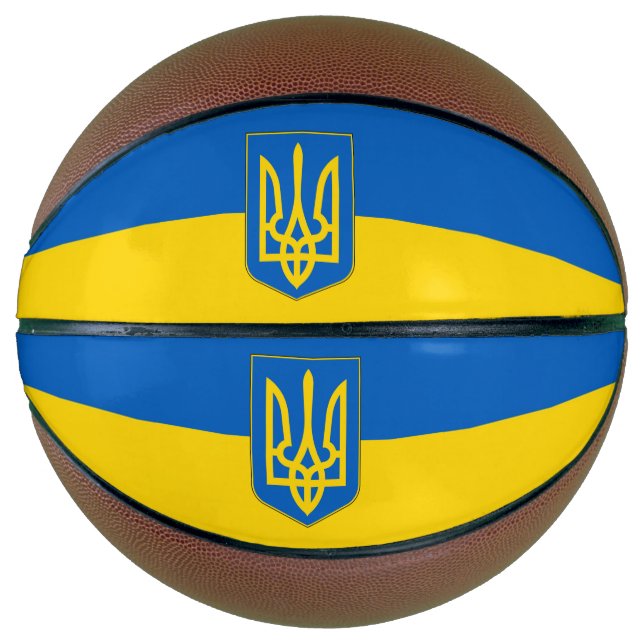 Ballon De Basket Basket-ball complet avec drapeau de l'Ukraine (Devant)