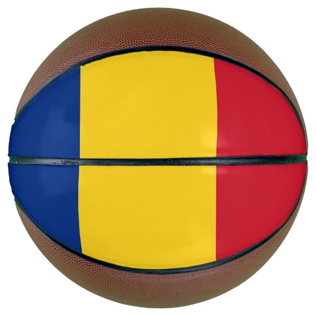 Ballon De Basket Basket-ball complet avec Drapeau de Roumanie (Devant)
