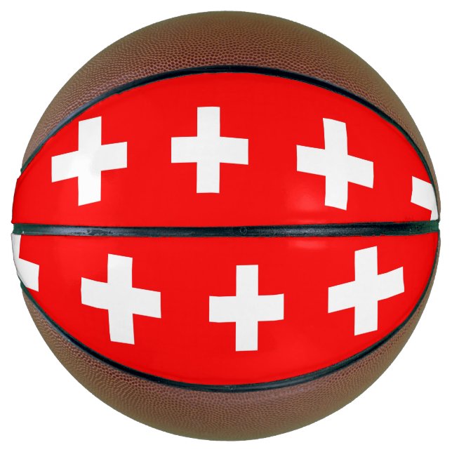 Ballon De Basket Basket-ball complet avec Drapeau de Suisse (Devant)