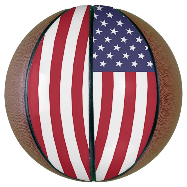 Ballon De Basket Basket-ball complet avec Drapeau des États-Unis (Vertical)