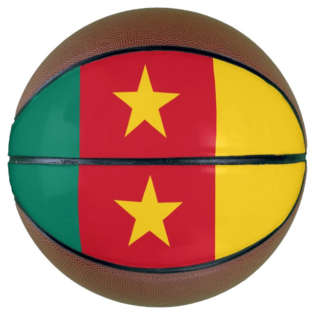 Ballon De Basket Basket-ball complet avec drapeau du Cameroun (Devant)