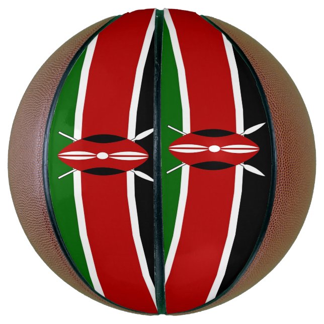 Ballon De Basket Basket-ball complet avec drapeau du Kenya (Vertical)