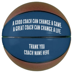 Ballon De Basket Basket-ball de l'entraîneur bleu Merci blanc