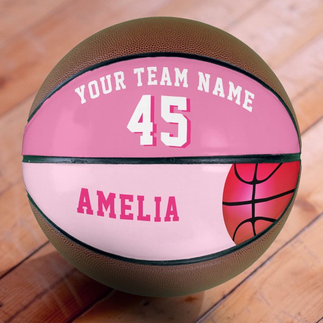 Ballon De Basket Basket-ball personnalisé rose avec numéro de nom d (Créateur téléchargé)
