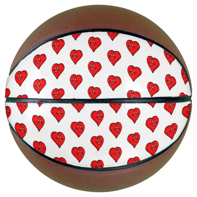 Ballon De Basket Basket-ball Red Hearts Love (Devant)
