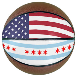 Ballon De Basket Basket complet avec Drapeau de Chicago, États-Unis
