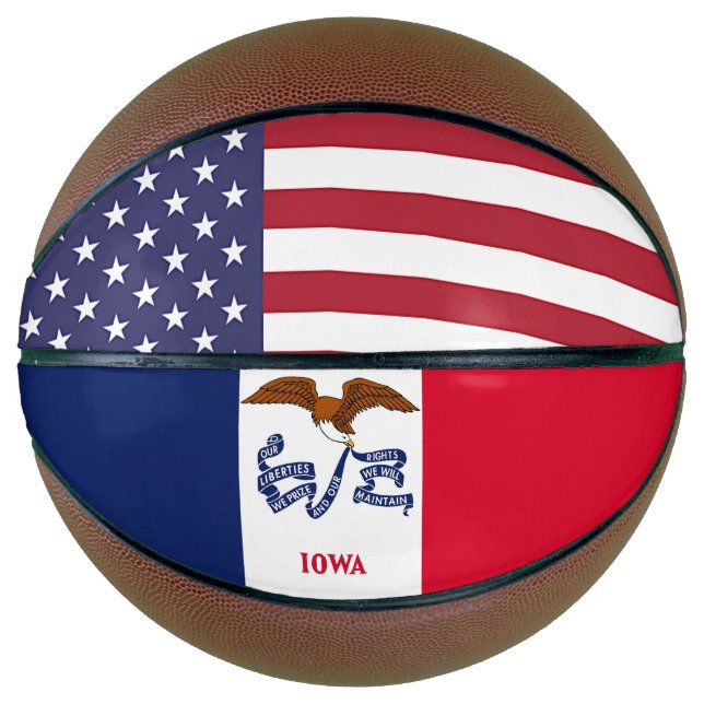 Ballon De Basket Basket complet avec Drapeau de l'Iowa, États-Unis (Devant)
