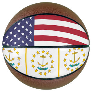Ballon De Basket Basket complet avec Drapeau de Rhode Island, États