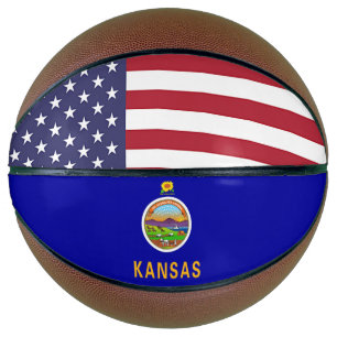 Ballon De Basket Basket complet avec Drapeau du Kansas, États-Unis