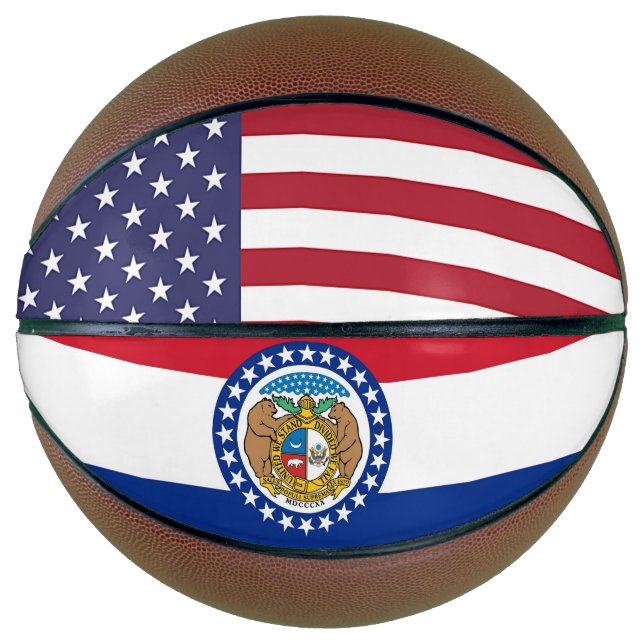 Ballon De Basket Basket complet avec Drapeau du Missouri USA (Devant)