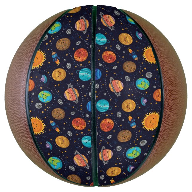 Ballon De Basket Basketball des Planètes Heureuses (Vertical)