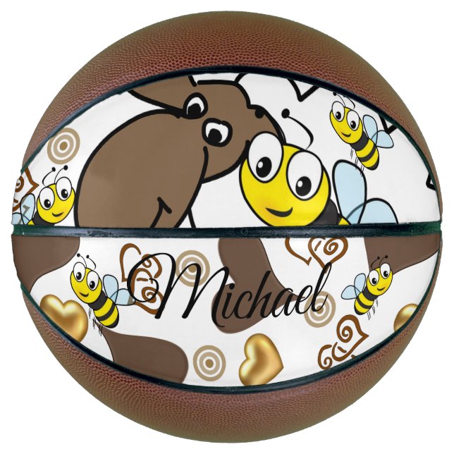 Ballon De Basket Basketball Moutons Coeurs Brown Bumblebee (Devant)