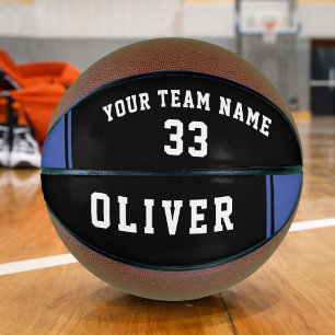 Ballon De Basket Basketball noir et bleu avec nom et numéro d'équip