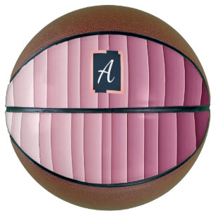 Ballon De Basket Basketball Vertical à dégradé rose avec monogramme