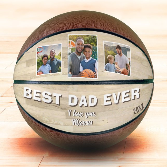 Ballon De Basket Best Papa Ever 3 Photo Collage père (Créateur téléchargé)