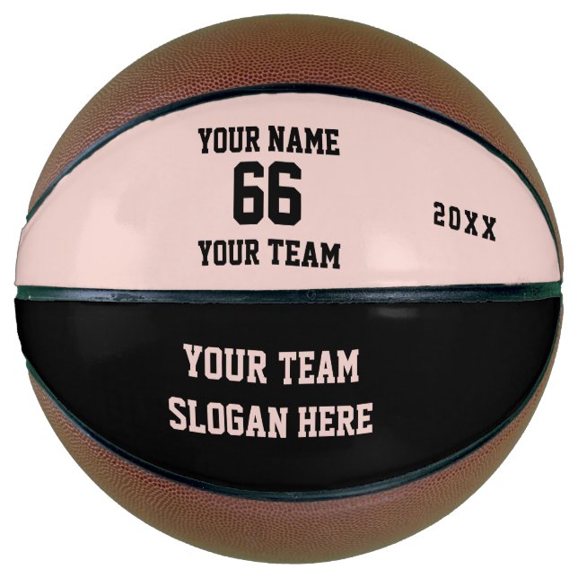 Ballon De Basket Black and Pink Basketball with Name, Number, Team (Devant)