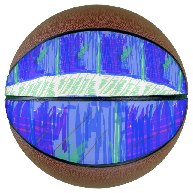 Ballon De Basket Bleu Frais Abstrait Nautique  (Devant)