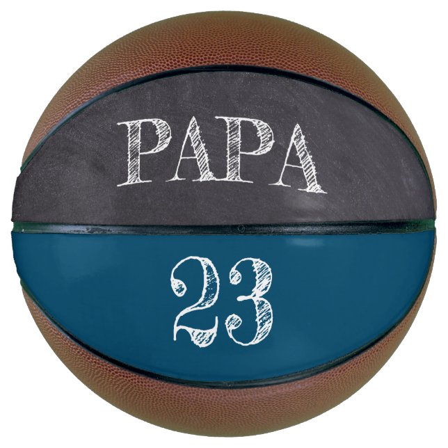 Ballon De Basket Bleu Personnalisé PAPA Ball Joueur Fave Numéro Pap (Devant)