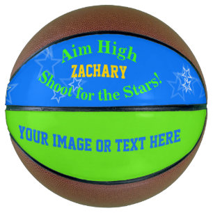 Ballon De Basket Blue Green Nom personnalisé Stars Basketball