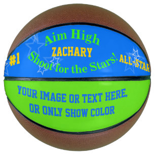 Ballon De Basket Blue Green Nom personnalisé Stars Basketball