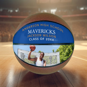 Ballon De Basket Blue High School Team Player Photo personnalisée