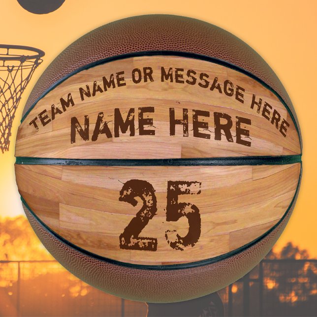 Ballon De Basket Boules de panier personnalisées, 3 boîtes de texte (Basketball gifts for players. Basketball Gifts for Seniors. Personalized Basketball Ball.)