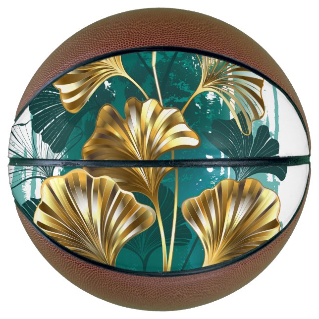 Ballon De Basket Branche avec Feuilles d'or Ginko Biloba (Devant)