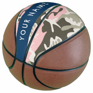 Ballon De Basket Camouflage Rose et Vert Personnalisez votre nom