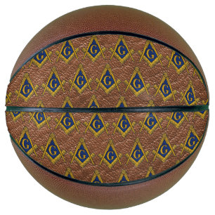 Ballon De Basket Carré et compas maçonniques en cuir