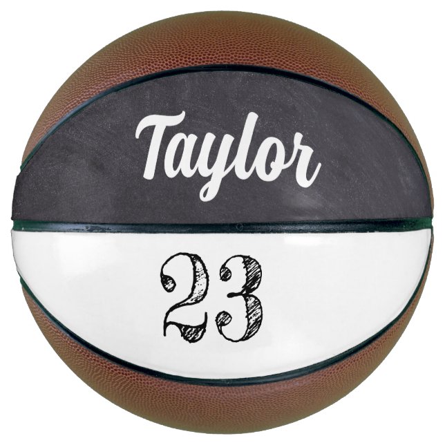 Ballon De Basket Chalkboard Player Nombre de gravure Nom personnali (Devant)