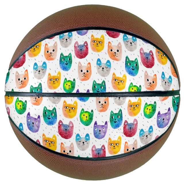 Ballon De Basket Chats aquarelles et amis (Devant)