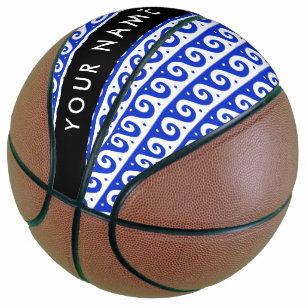 Ballon De Basket Clé de méandre grecque, Clé de vague, Bleu, Votre