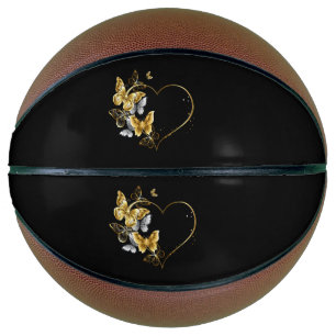 Ballon De Basket Coeur aux papillons d'or