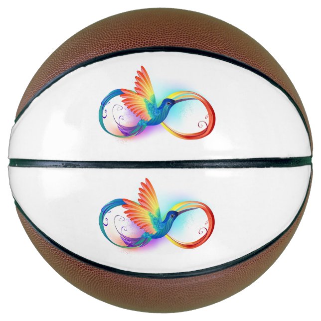 Ballon De Basket Colibri arc-en-ciel avec symbole Infinity (Devant)