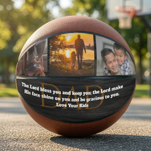Ballon De Basket Collage personnalisé de 3 photos Basketball avec v