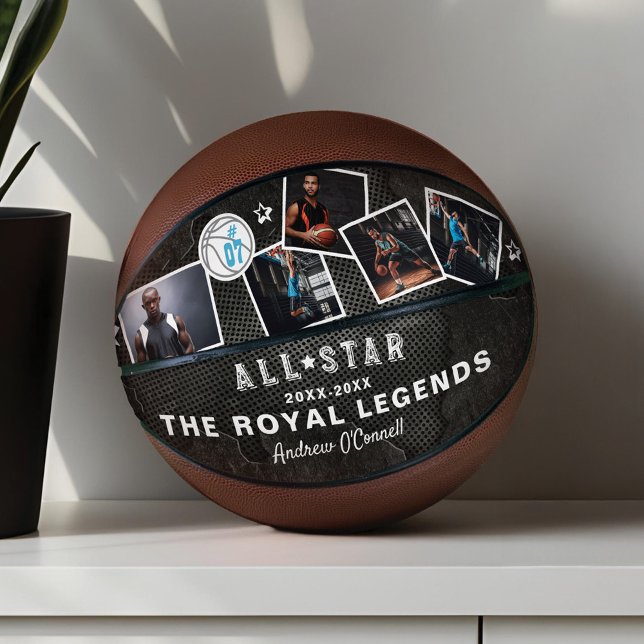 Ballon De Basket Collage photo entièrement étoile personnalisé Keep (Personalized All-Star Photo Collage Keepsake Gift Basketball)