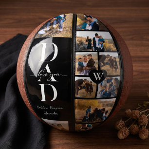 Ballon De Basket Collage Photo Personnalisé Papa 'Nous Vous Aimons