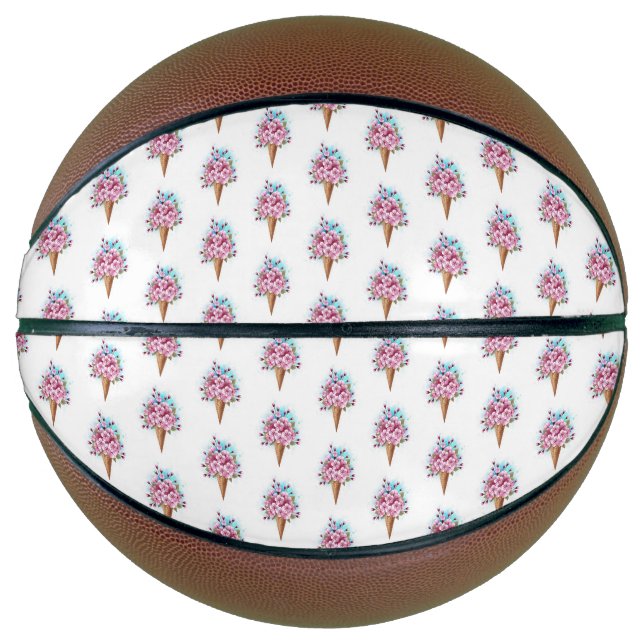 Ballon De Basket Cône rose Sakura crème glacée gaufre (Devant)