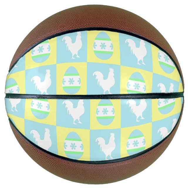 Ballon De Basket Cool Pâques Checkerboard Motifs Coq oeufs (Devant)