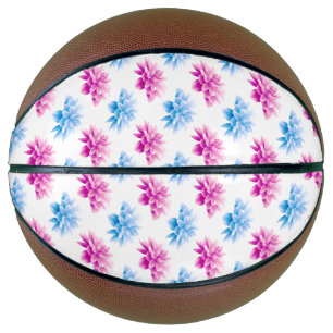 Ballon De Basket Dahlia Rose, Dahla Bleue, Motif Floral, Fleurs