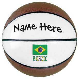 Ballon De Basket Drapeau brésilien personnalisé au nom 