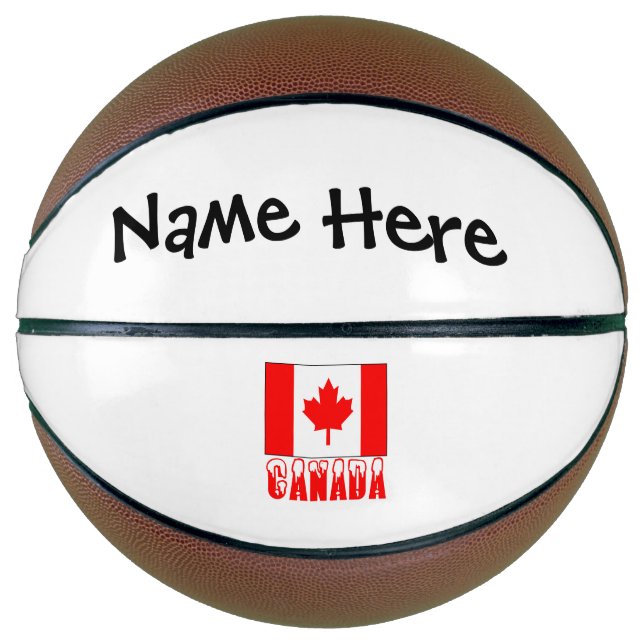 Ballon De Basket Drapeau canadien avec votre nom (Devant)
